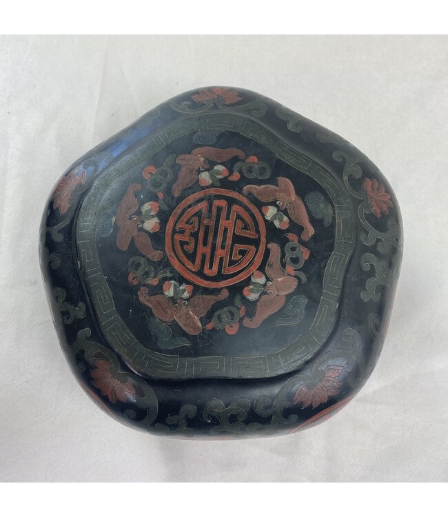 Cayen Collection Black & Red Antique Tibethan Lacquer Box