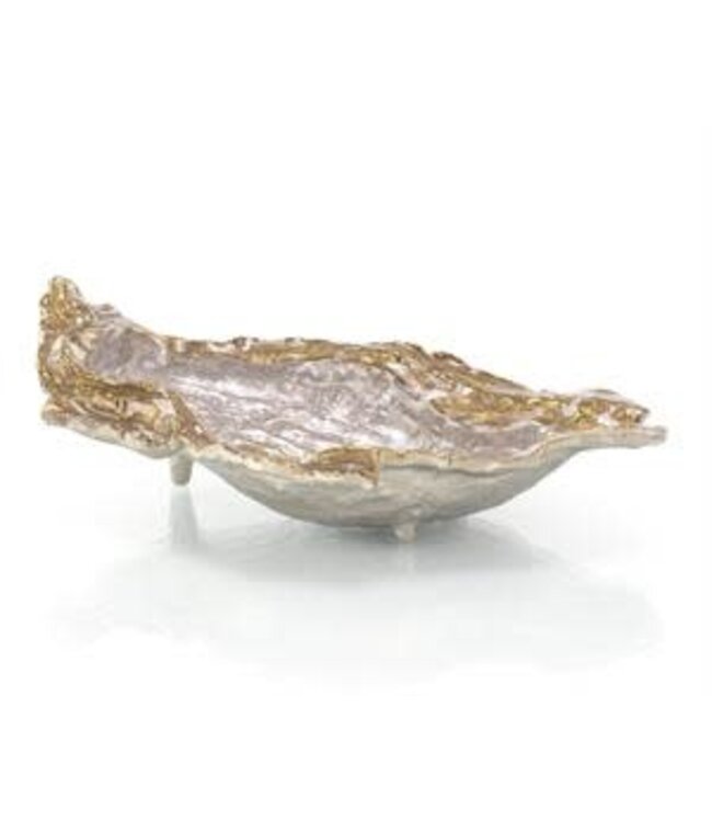 Cayen Collection Single Oyster Bowl in Gold and Silver Enamel