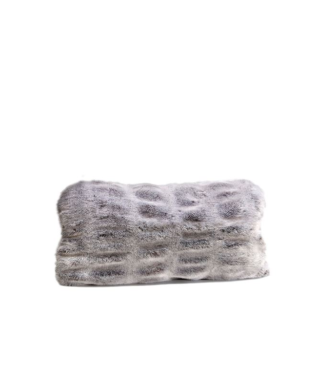 Cayen Collection Platinum Mink Faux Fur Lumbar Pillow 12x22
