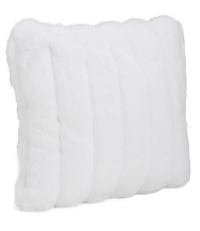 Cayen Collection White Mink Faux Fur Pillow 24x24