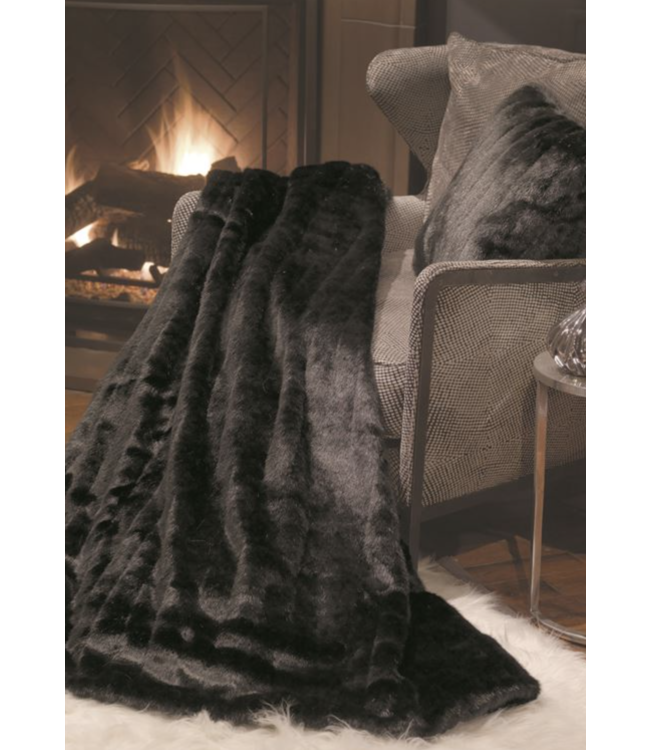 Cayen Collection Black Mink Faux Mink Throw 60x60
