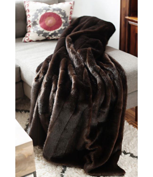 Cayen Collection Chocolate Sable Faux Fur Throw- 60X72
