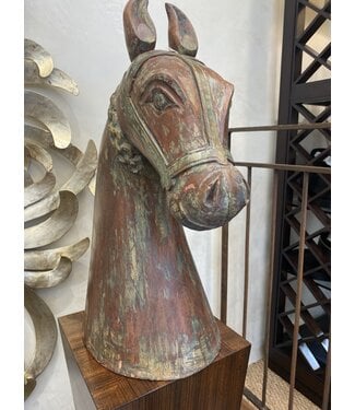 Cayen Collection Antique Hand Carved Teakwood Horse Head