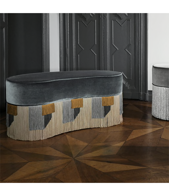 Light Gray Long Oval Bench