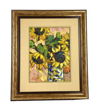 Cayen Collection Sunflower Still life oil on canvas - Jae Dougall