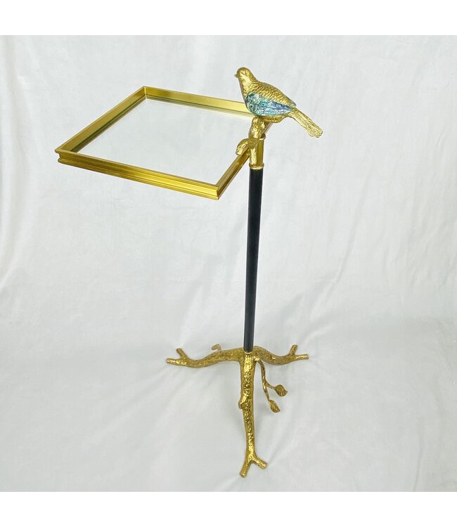 Cayen Collection Brass Bird Table with Paua Shell Inlay