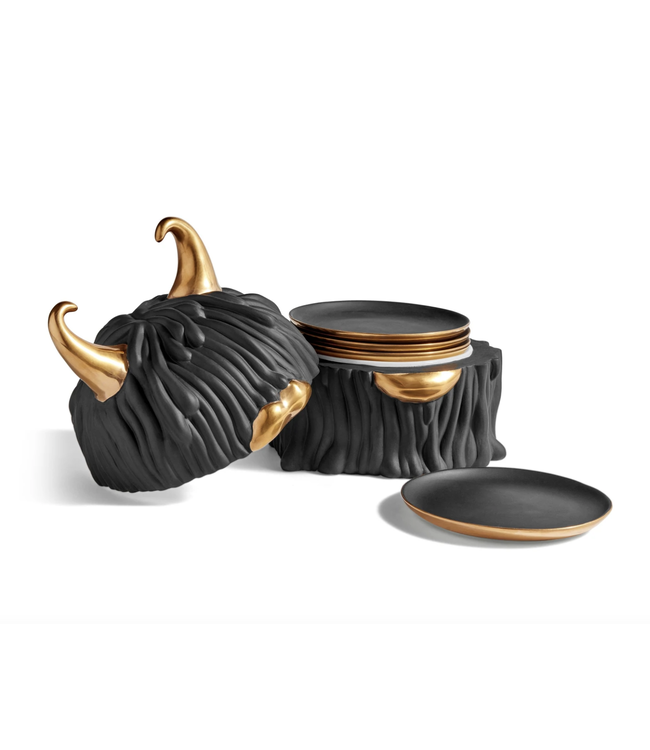 L'Objet Haas Lynda Box + Plates (Set of 4) - Black