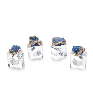 Cayen Collection Blue and Gold Geode Napkin Rings - Set of Four