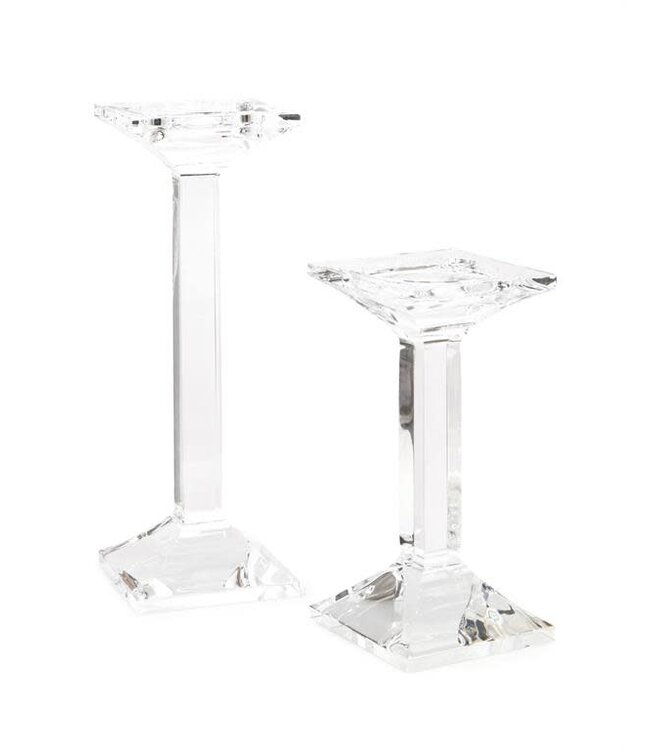 Cayen Collection Set of Two Square Crystal Candlesticks