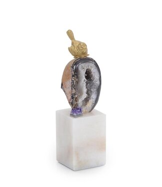 Cayen Collection Brass Bird and Geode Sculpture II