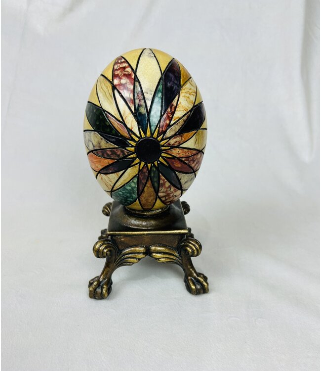 Cayen Collection Polychrome Egg on Antiqued Brass Stand - 5WX9L