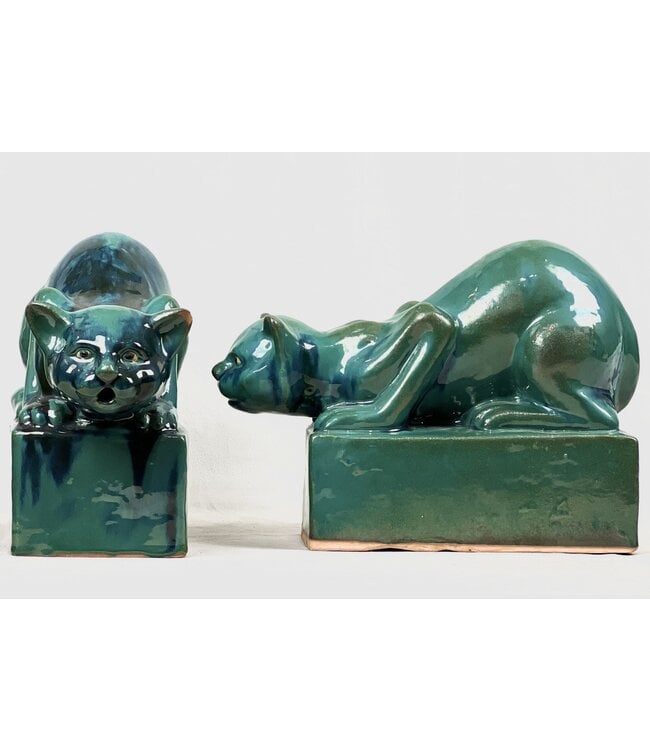 Cayen Collection Pair of  Glazed Cat Statues