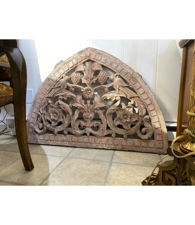 Cayen Collection Carved Stone Arch Depicting Birds and Flowers - Architectural Element