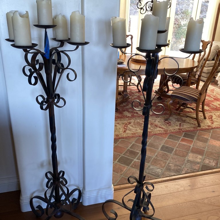 Wrought Iron Floor Candle Holder pair Cayen Home