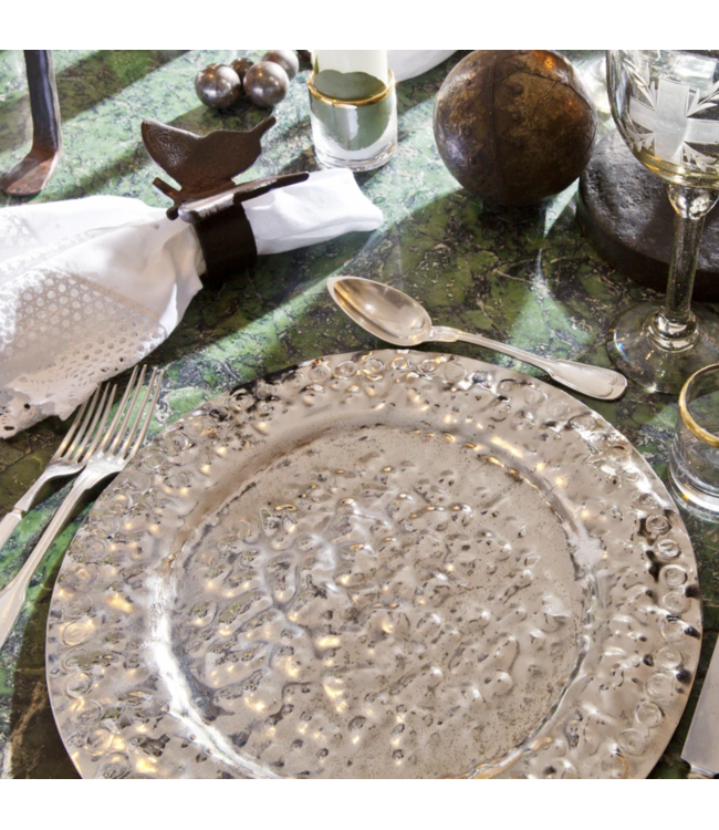 Jan Barboglio Double Hammered Charger Nickel 14"