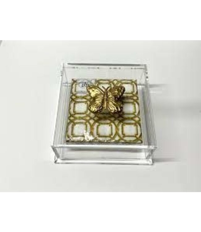 Southern Tribute Butterfly Cocktail Napkin Box- Clear