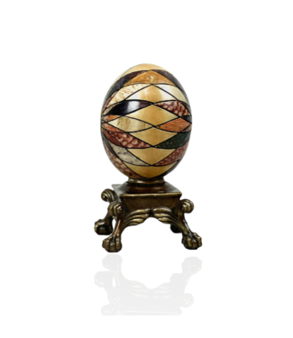 Cayen Collection Polychrome Egg on Antiqued Brass Stand