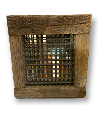 Cayen Collection SOLD  - Antique Teak Wood Frame with Metal Grid and Antique Mirrors