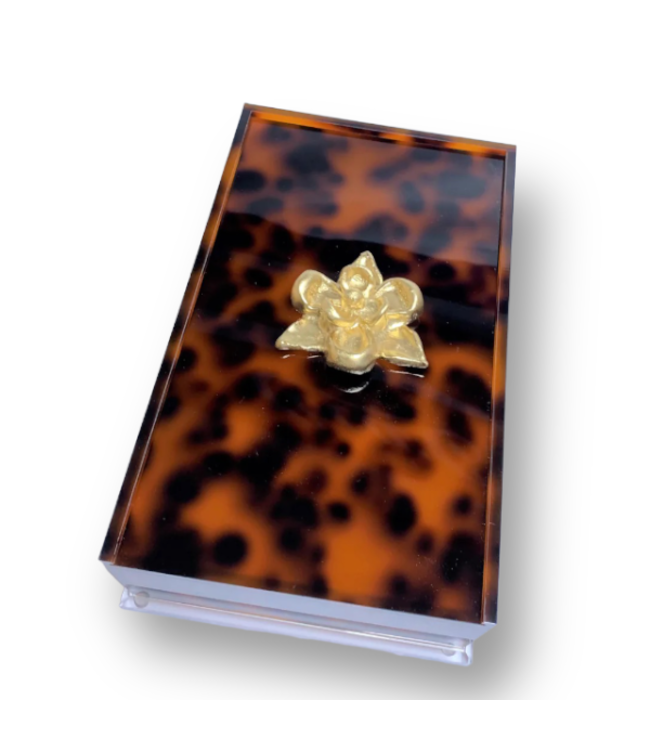 Southern Tribute Magnolia guest Towel Box- Tortoise