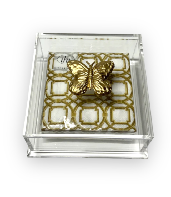Southern Tribute Butterfly Cocktail Napkin Box- Clear