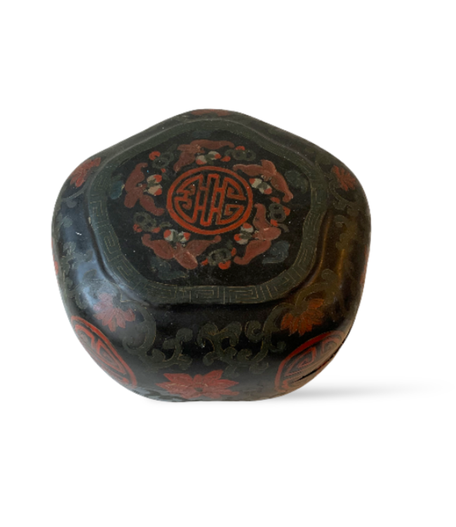 Cayen Collection Black & Red Antique Tibethan Lacquer Box