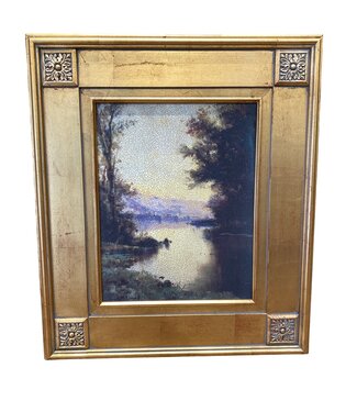 Cayen Collection Lakeside Landscape Giclee print with Crackled Glaze - Framed