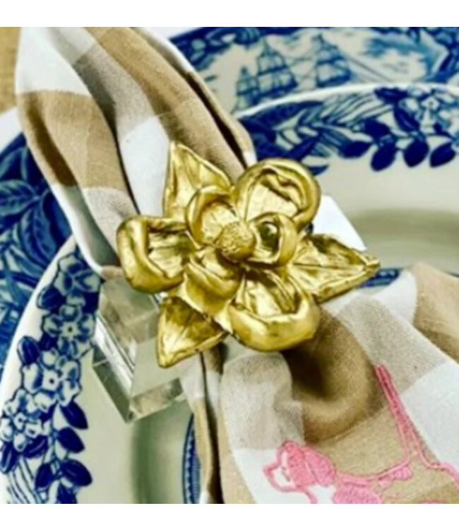 Southern Tribute Magnolia Napkin Rings  - Set of 4 - clear acrylic