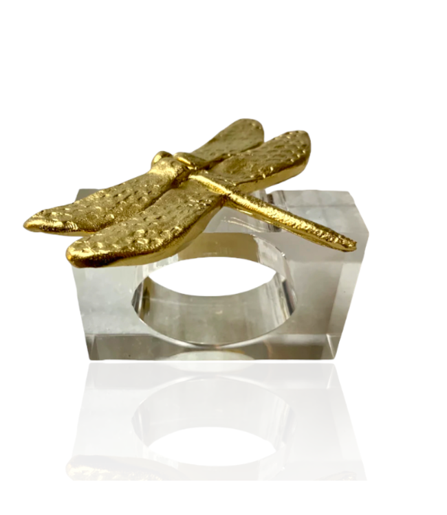 Southern Tribute Dragonfly Napkin Rings - SET OF 4 - CLEAR ACRYLIC