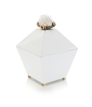 Cayen Collection Quartz Crystal and Brass Cluster on White Box
