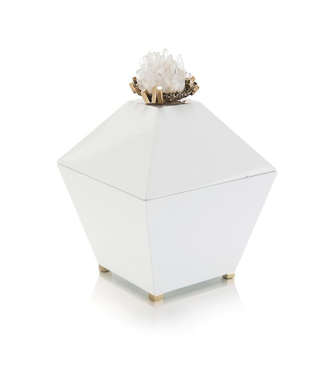 Cayen Collection Quartz Crystal and Brass Cluster on White Box