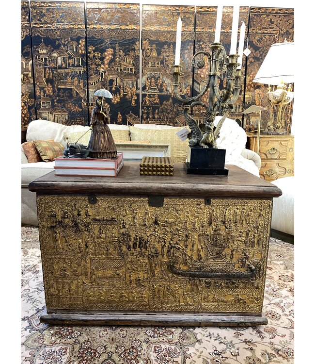 Cayen Collection Southeast Asian gilt repousse decorated chest