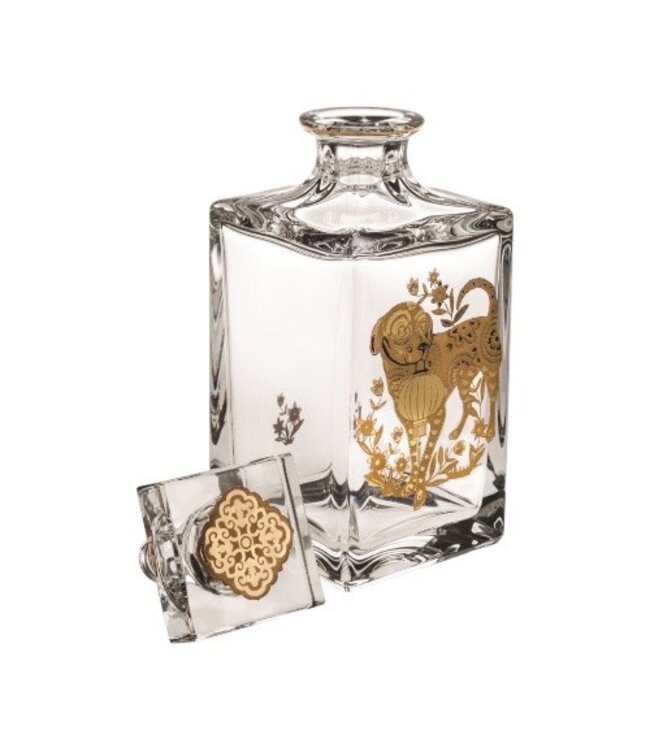 Vista Alegre Whisky Decanter with Gold Dog
