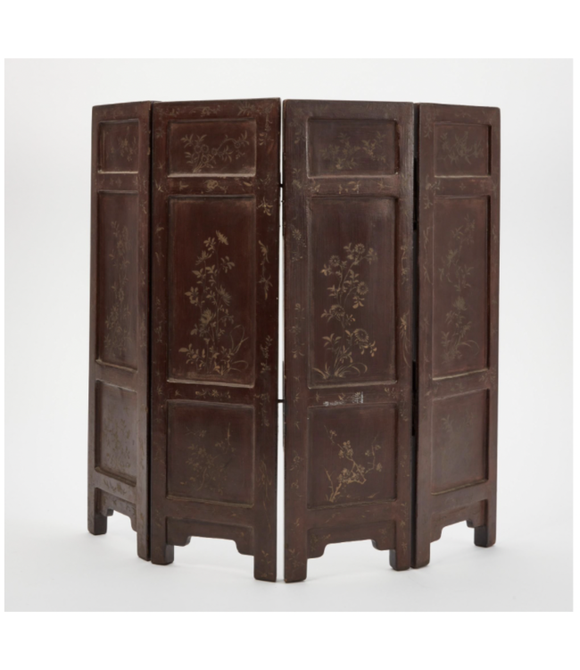 Cayen Collection Poreline and Laquered Wood Four Panel Table screen