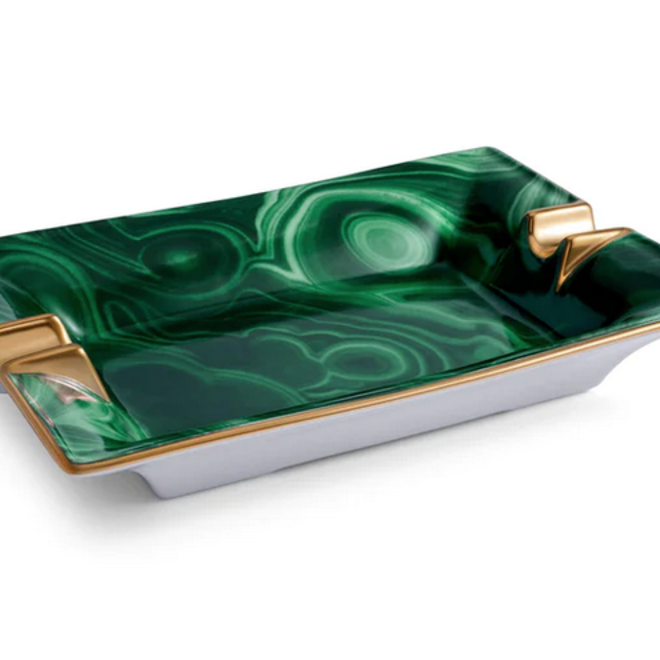 L'Objet Malachite Porcelain Ashtray - Green