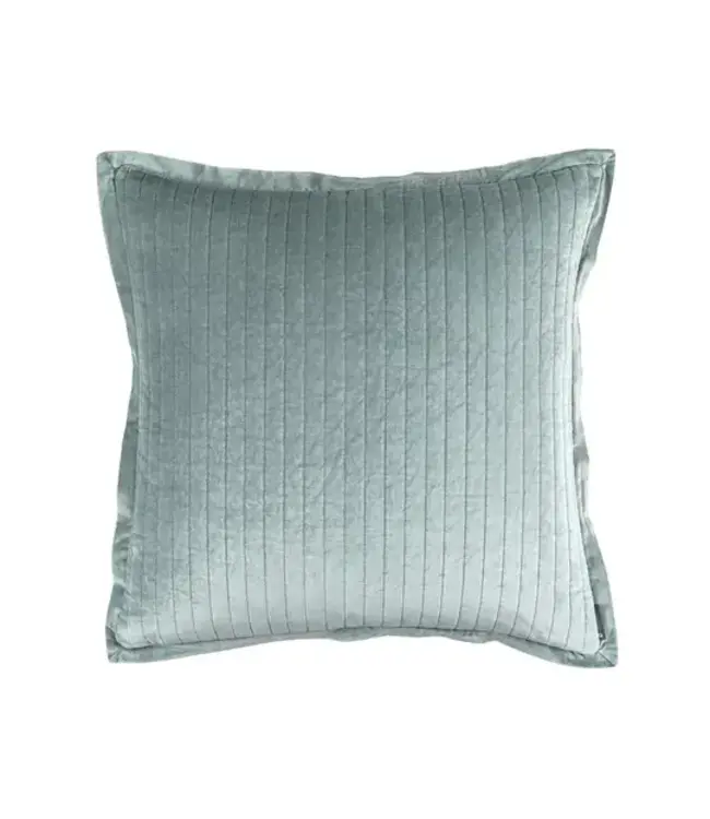 Lili Alessandra Aria Quilted Euro Pillow Blue Sky Matte Velvet 26x26