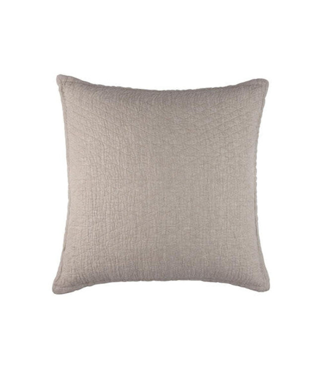 Lili Alessandra Dawn Diamond Quilted Pillow Natural 100% Hemp Herringbone 26x26