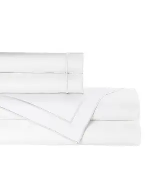 Lili Alessandra GUILIANO QUEEN SHEET SET 300TC WHITE COTTON SATEEN / WHITE EMBROIDERY