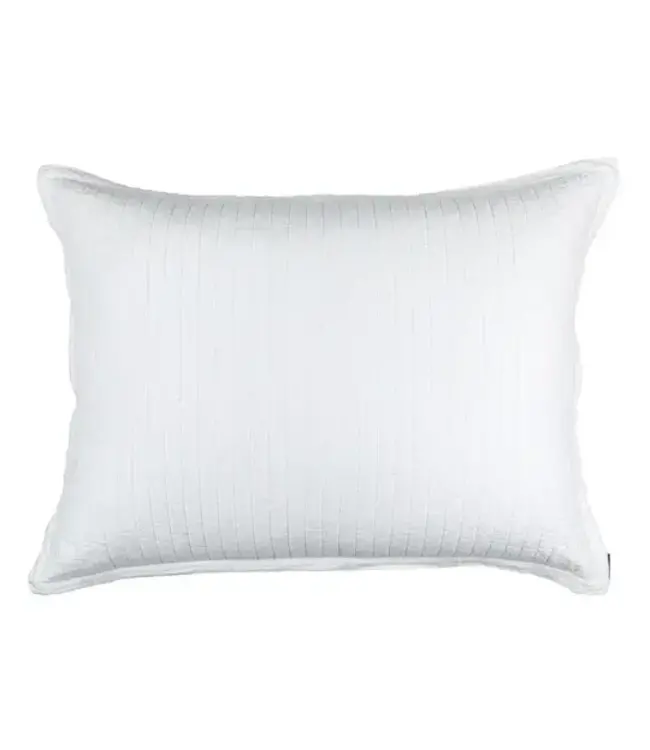 Lili Alessandra Tessa Quilted Luxe Euro Sham White Linen 27x36