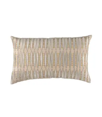 Lili Alessandra Ivy Large Rentangle Pillow DK Sand Linen/Platinum Velvet Applique/Antique Gold Embroidery 18x30