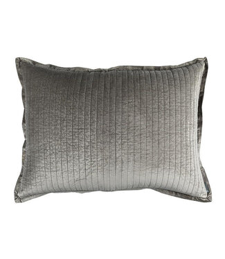 Lili Alessandra Aria Quilted Luxe Euro Pillow LT Grey Matte Velvet 27x36