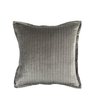 Lili Alessandra Aria Quilted Euro Pillow LT. Grey Matte Velvet 26x26