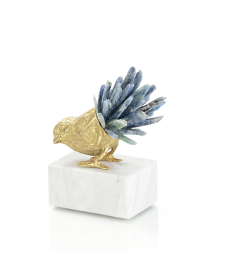 Cayen Collection Brass Bird And Cyanite Sculpture II