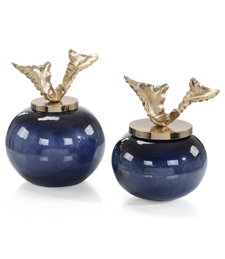 Cayen Collection Set Of Two Blueberry Vases