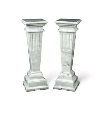 Cayen Collection A pair of Neoclassical style white marble pedestals