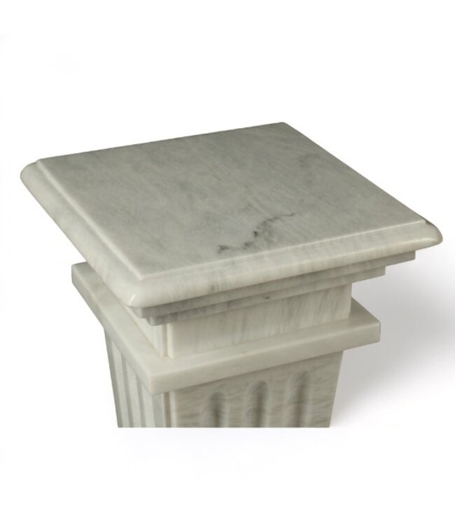 Cayen Collection A pair of Neoclassical style white marble pedestals  - H 36.5" W 12"  D 12"