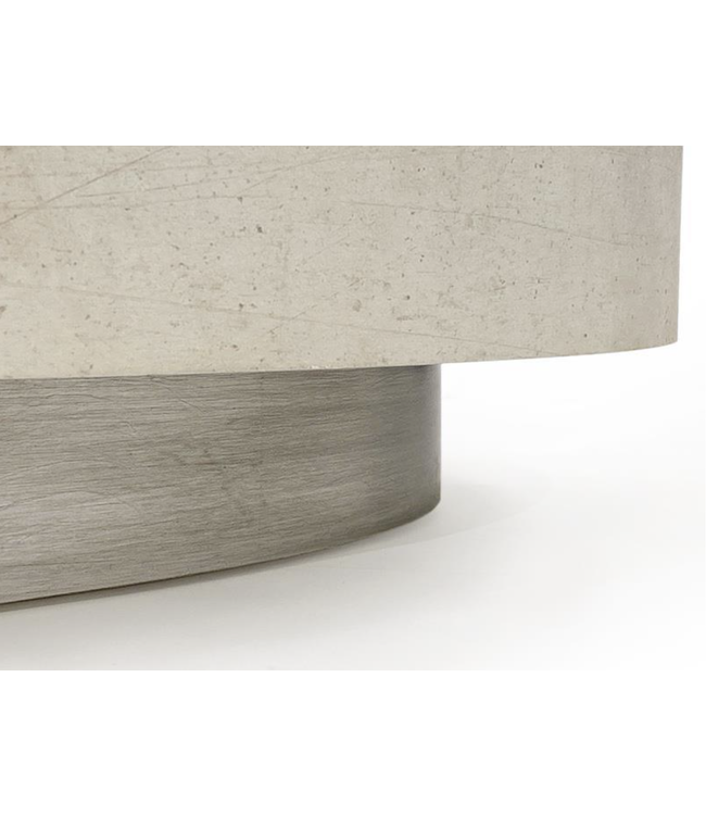 Cayen Collection Loftus Oval Cocktail Table with Tiza Gesso Finish