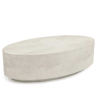 Cayen Collection Loftus Oval Cocktail Table with Tiza Gesso Finish