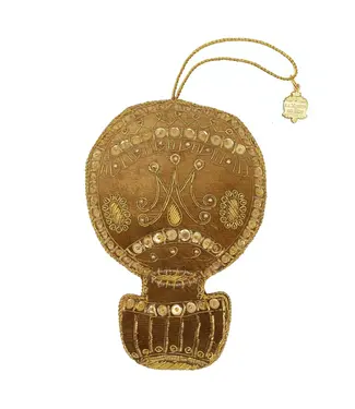 Cayen Collection Embroidered  Beaded Gold Ballon Ornament