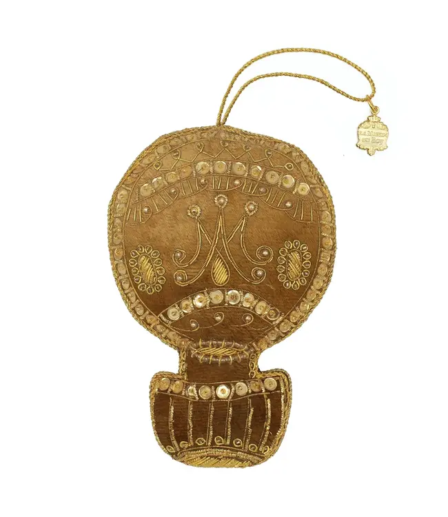 Cayen Collection Embroidered  Beaded Gold Ballon Ornament
