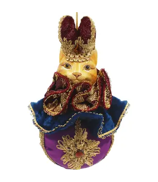 Cayen Collection Blue and Purple Bishop Cat character on a ball with tassel